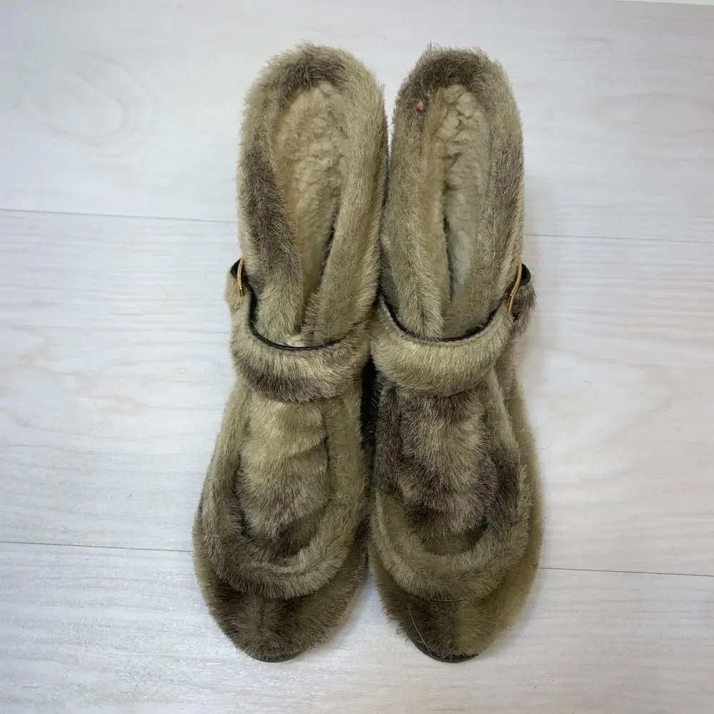Vintage 70s Converse Stormgards Boots Womens 7 Winter Fur‎ Chukka Sherpa Beige